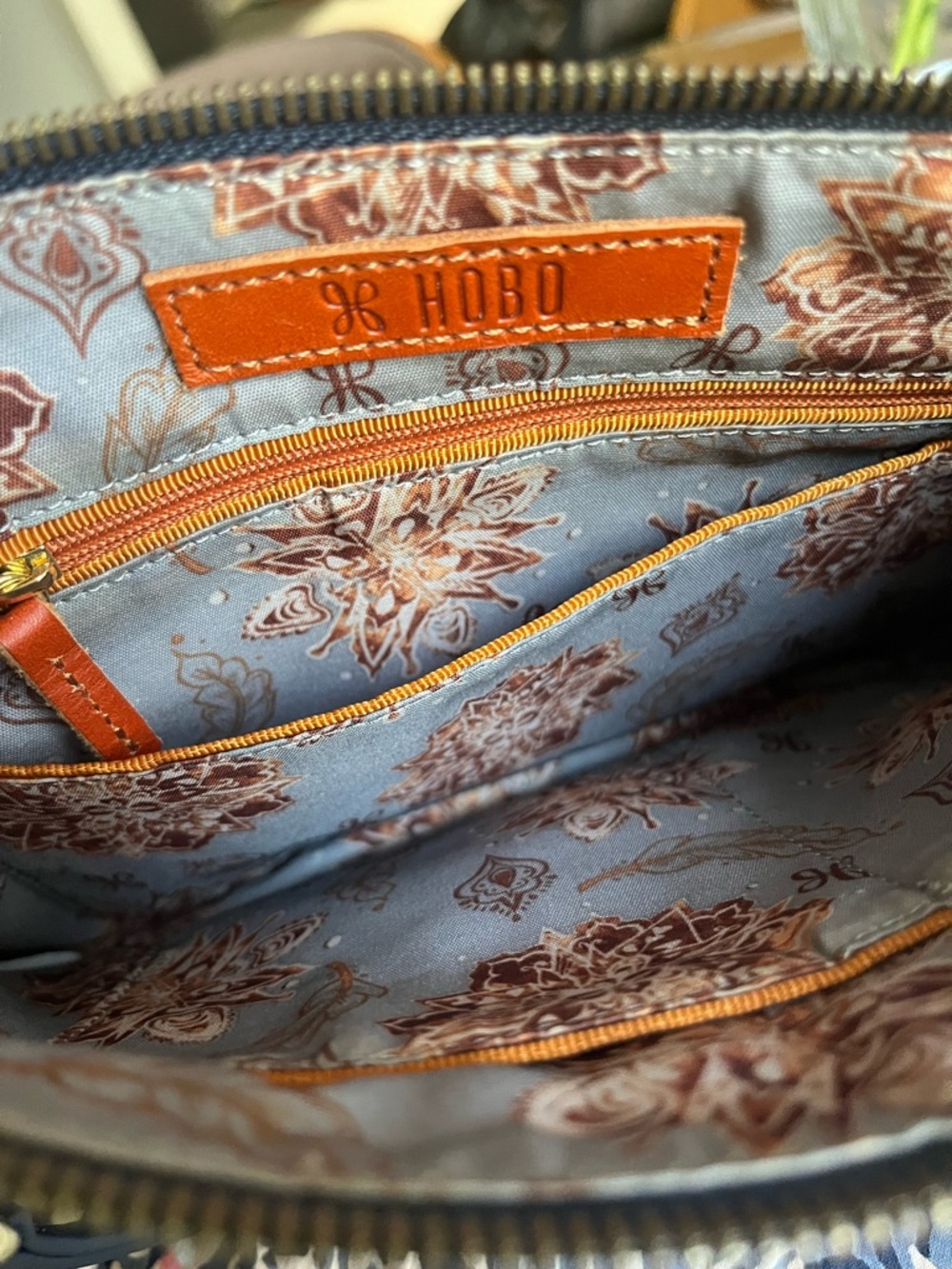 HOBO Navy Leather Crossbody with Gold Zippers - Picture 8 of 10